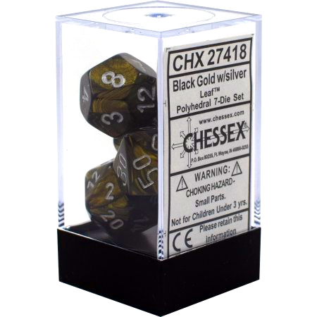 Chessex Leaf Black Gold w/Silver - Set of 7