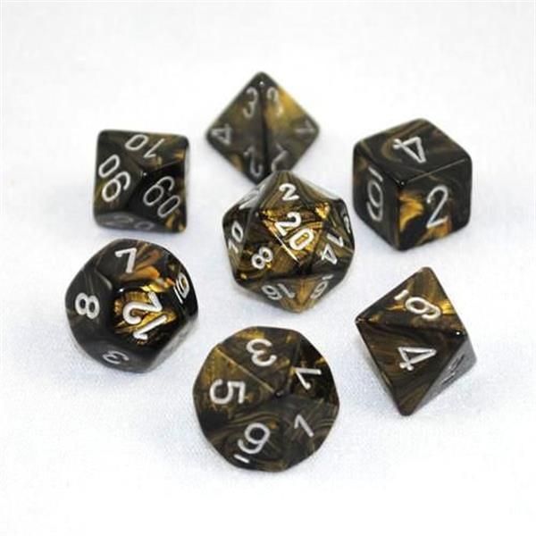 Chessex Leaf Black Gold w/Silver - Set of 7