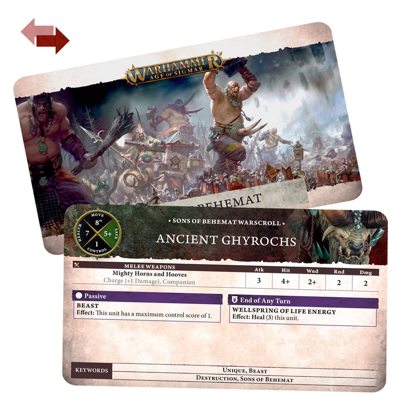 [Age of Sigmar] Warscroll Cards: Sons of Behemat