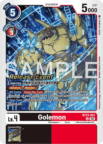 Golemon [BT23-051] [Hackers' Slumber Release Event Cards]