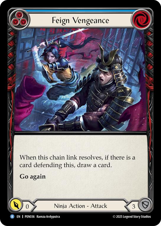 Feign Vengeance (Blue) (Rainbow Foil) [PEN036] (Compendium of Rathe)  Rainbow Foil