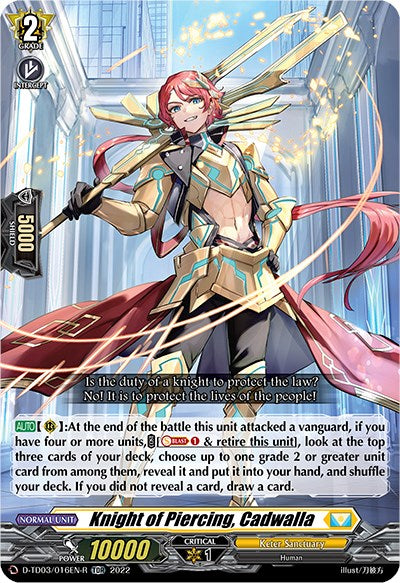 Knight of Piercing, Cadwalla (D-TD03/016EN-R) [Raika Koshiba -Skyfall Executors-]