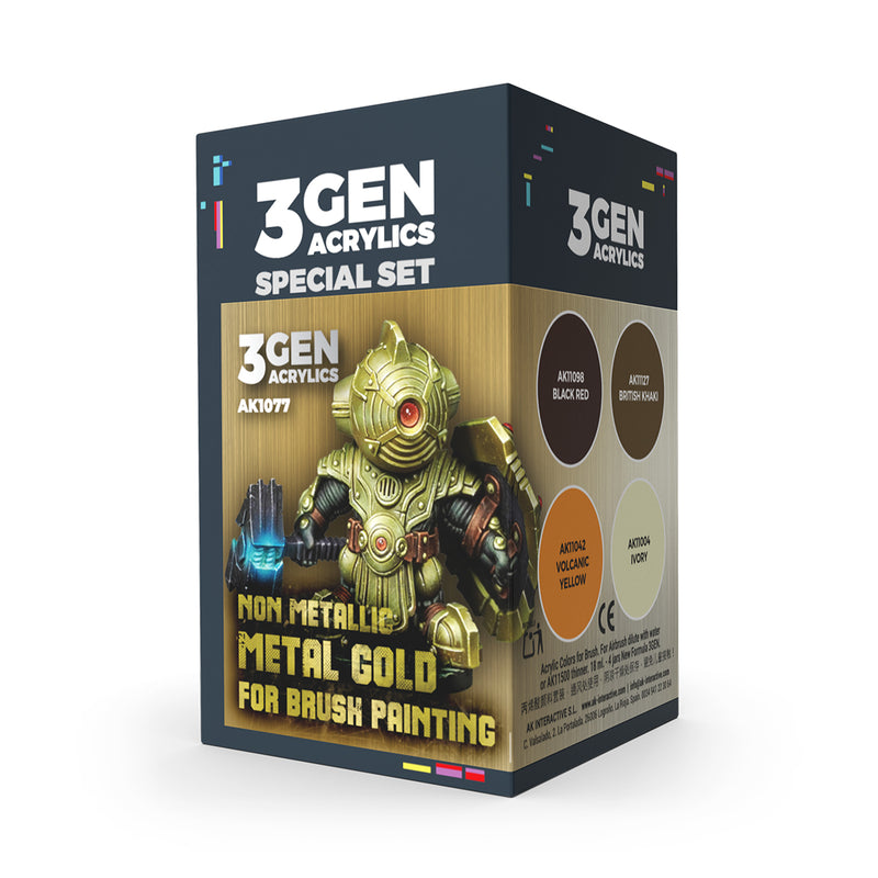 [AK Interactive] Wargame Color Set Non Metallic Metal Gold (W. B.)
