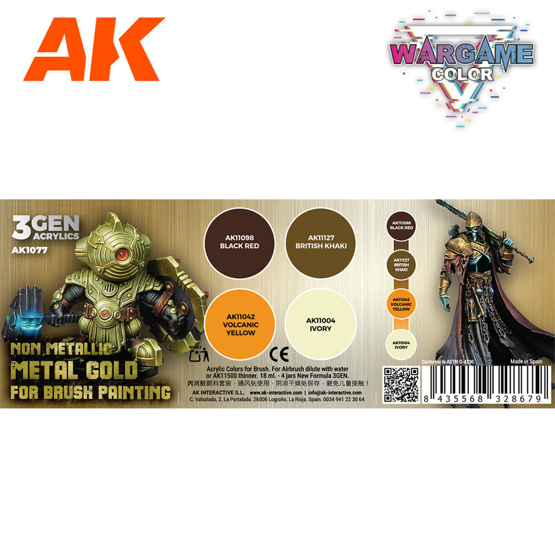 [AK Interactive] Wargame Color Set Non Metallic Metal Gold (W. B.)