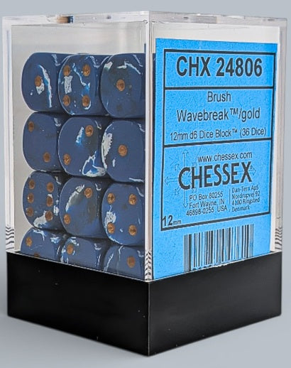 Chessex Brush 36D6 Wavebreak/Gold- 12mm