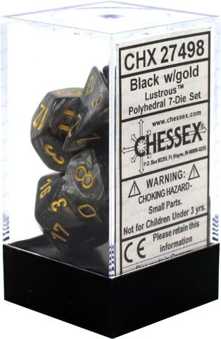 Chessex Lustrous Black w/Gold - Set of 7