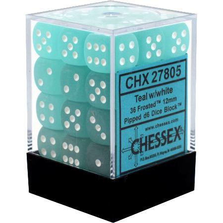 Chessex Frosted 36D6 Teal/White - 12mm