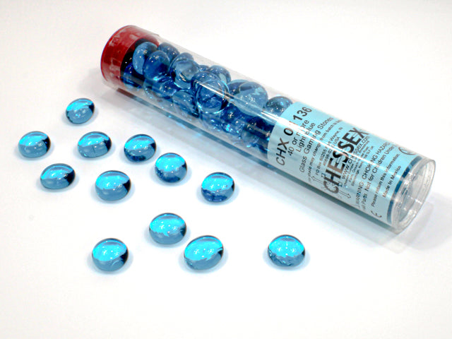 Glass Stones Light Blue (Qty 40) 5.5 Inches Tube