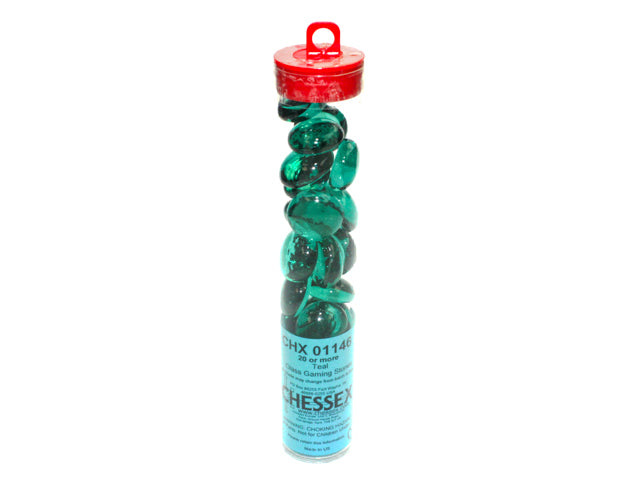 Glass Stones Teal (Qty 40) 5.5 Inches Tube