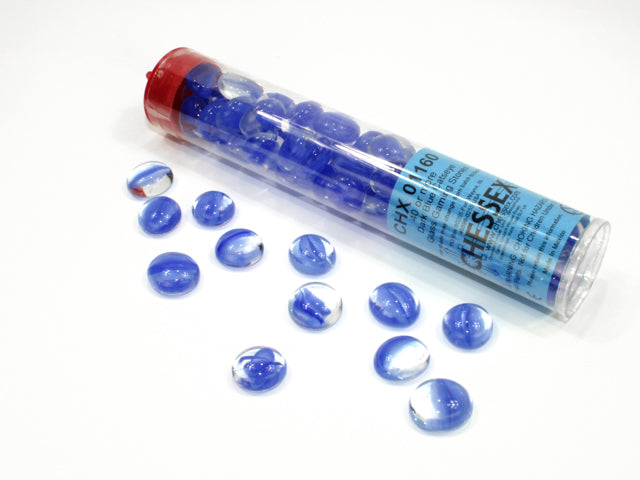 Glass Stones Dark Blue Catseye (Qty 40) 5.5 Inches Tube