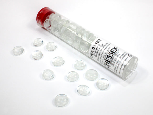 Glass Stones White Catseye (Qty 20) 5.5 Inches Tube