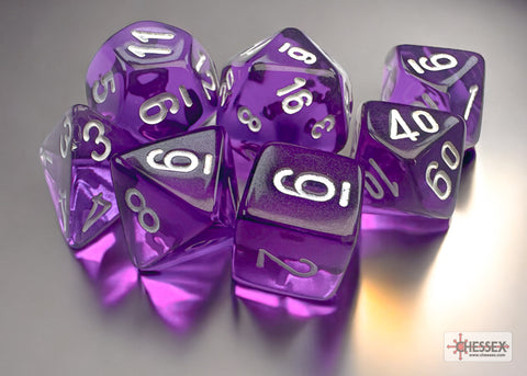 Chessex Translucent Mini Purple/White - Set of 7