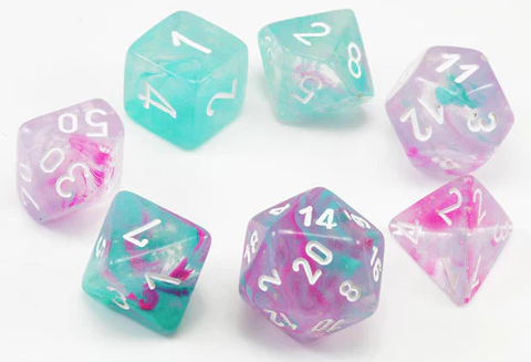 Chessex Nebula Mini Wisteria/White - Set of 7