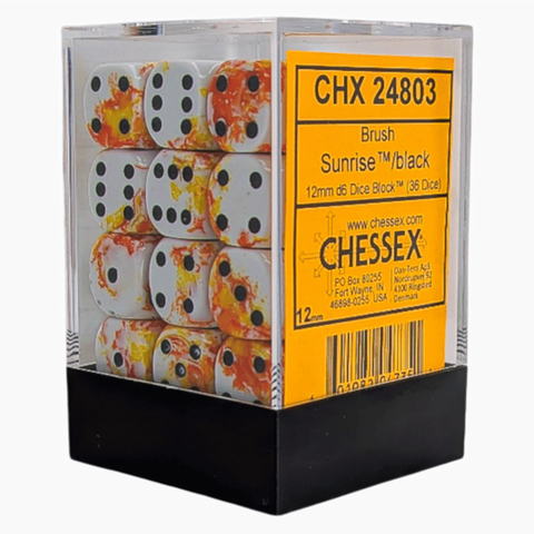 Chessex Brush 36D6 Sunrise/Black- 12mm