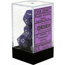 Chessex Opaque Purple/White - Set of 7