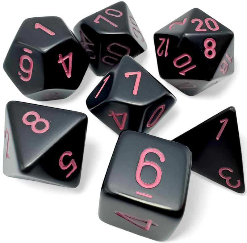 Chessex Opaque Black/Pink - Set of 7