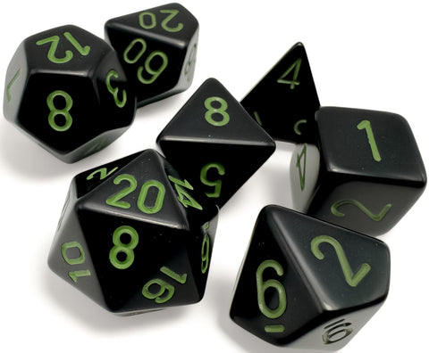 Chessex Opaque Black/Green - Set of 7