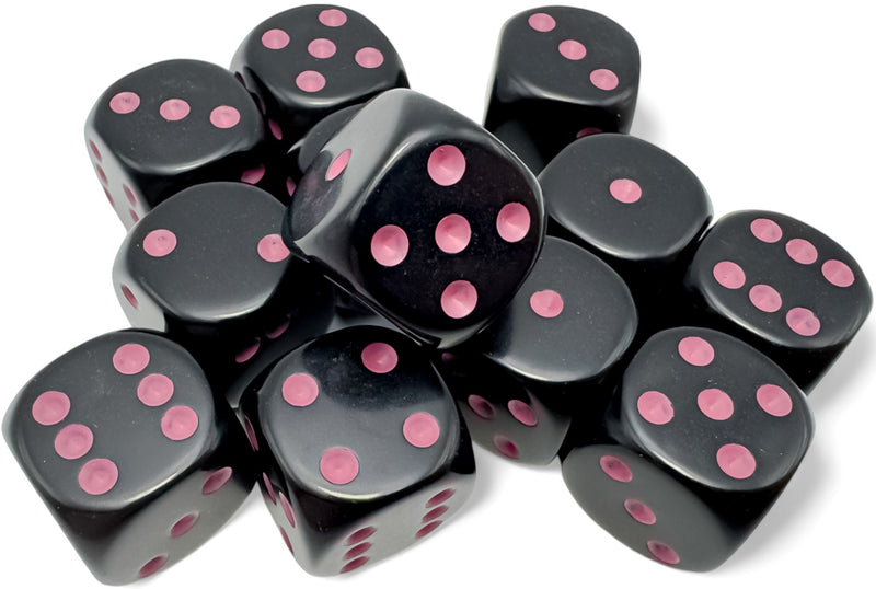 Chessex Opaque 12D6 Black/Pink 16mm
