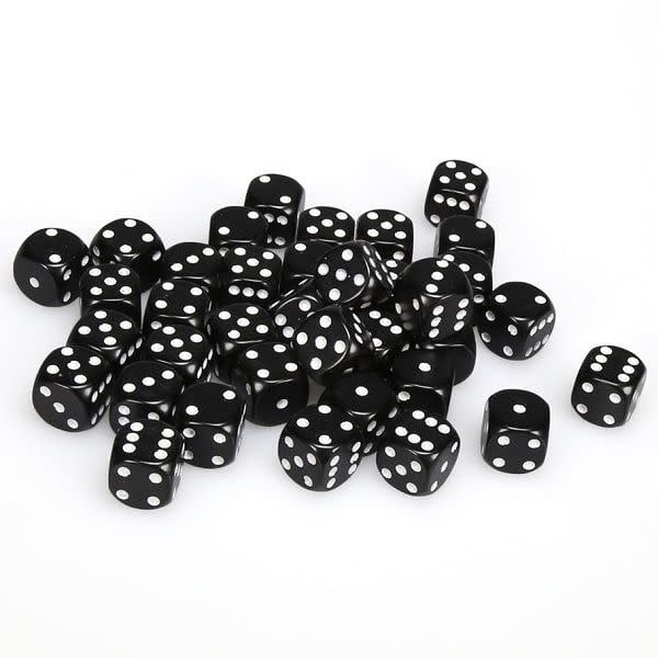 Chessex Opaque 36D6 Black w/White 12mm