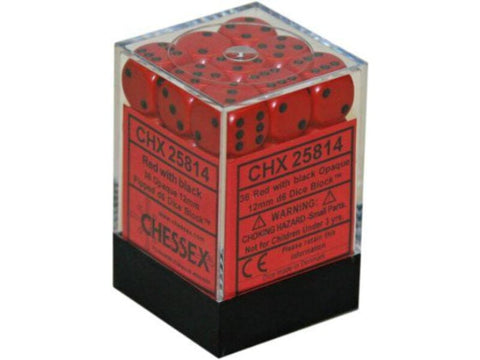 Chessex Opaque 36D6 Red/Black - 12mm
