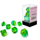 Chessex Gemini Translucent Green-Teal/Yellow - Set of 7