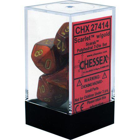 Chessex Scarab Scarlet w/Gold - Set of 7