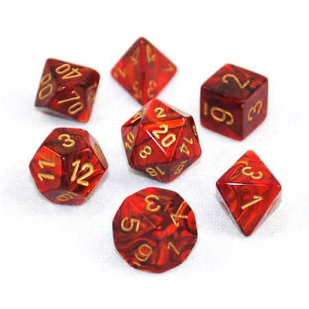 Chessex Scarab Scarlet w/Gold - Set of 7