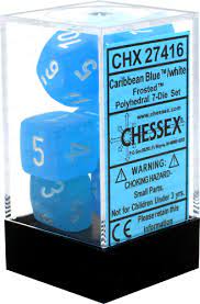 Chessex Frosted Caribbean Blue/White - Set of 7
