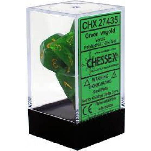 Chessex Vortex Green/Gold - Set of 7