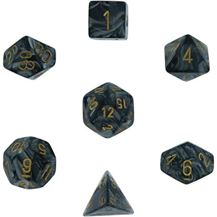 Chessex Lustrous Black w/Gold - Set of 7