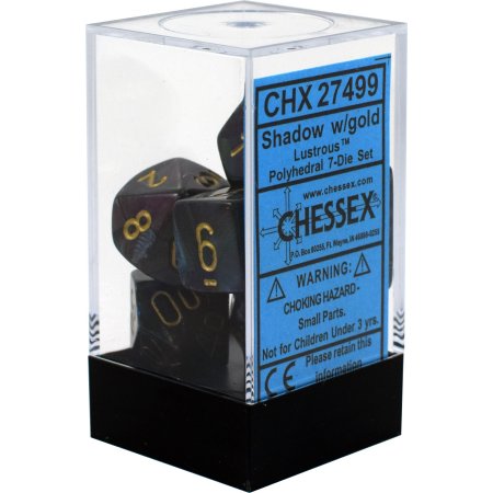 Chessex Lustrous Shadow w/Gold - Set of 7