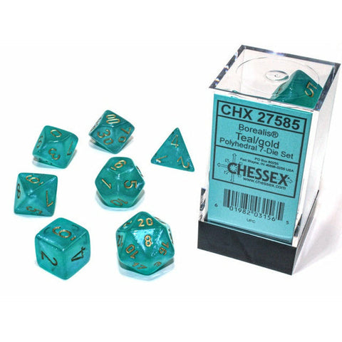 Chessex Borealis Teal/Gold - Set of 7