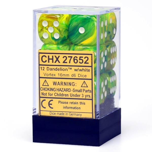 Chessex Vortex 12D6 Dandelion w/White 16mm