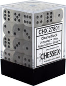Chessex Frosted 36D6 Clear/Black - 12mm