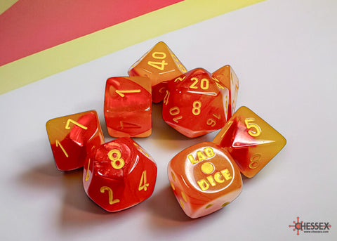 Chessex Gemini Polyhedral Red/Yellow - Set of 7 (With Bonus Die)
