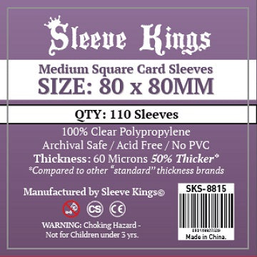 Sleeve Kings - Board Game 110ct Sleeves - Medium Square Card Sleeves (80mm X 80mm)