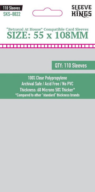 Sleeve Kings - Board Game 110ct Sleeves - "Betrayal At House" (58mm X 108mm)