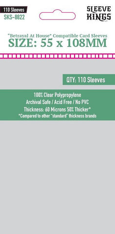 Sleeve Kings - Board Game 110ct Sleeves - "Betrayal At House" (58mm X 108mm)
