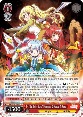 "Battle in Sync" Momoko & Kaede & Rena (MR/W59-E060S SR) [Magia Record: Puella Magi Madoka Magica [Side Story] (Mobile)]